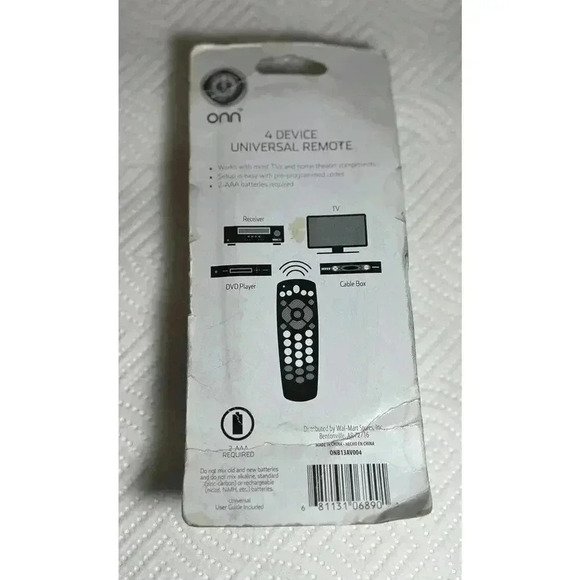 Onn 4 Device Universal Remote Control ONB13AV004 Easy Setup TV DVD Receiver NEW - Picture 6 of 9